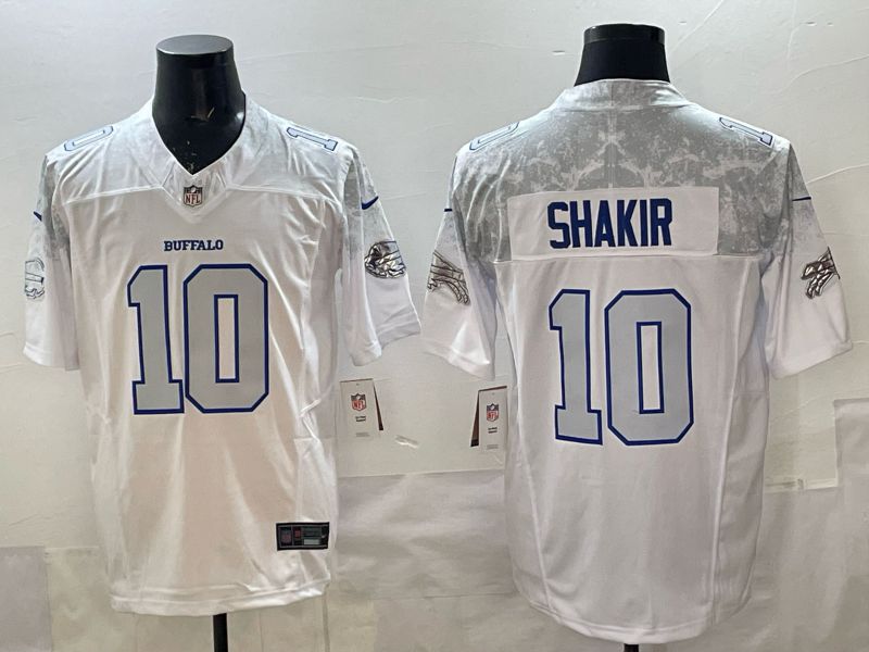 Men 2025 Buffalo Bills 10 Shakir white 5th generation Throwback Nike Limited NFL Jersey style 033